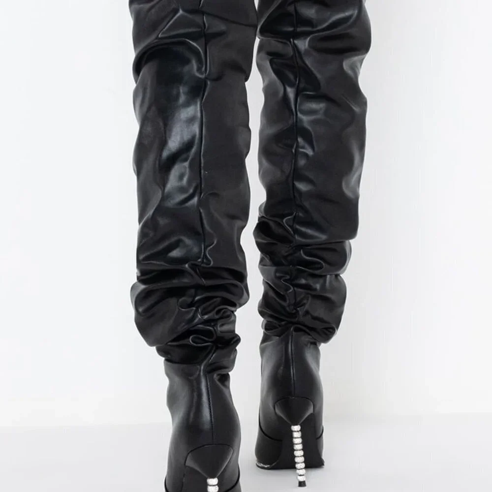 AZALEA WANG UP ALL NIGHT  STILETTO BOOT IN BLACK ( BRAND NEW !!!!!!!!! )